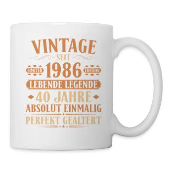 1986 Jahrgang Geburtstag 40 Jahre - Tasse - Weiß - Rechts