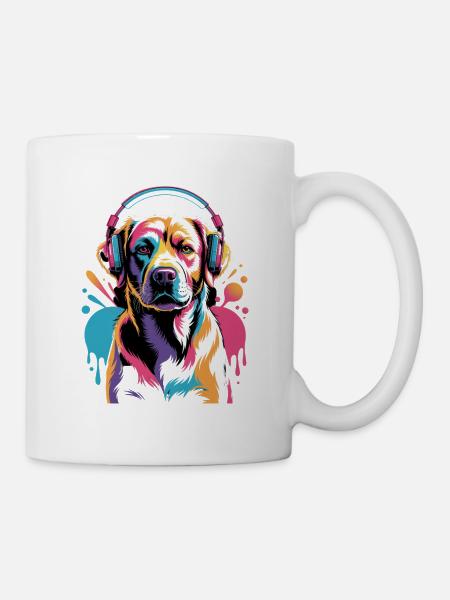 Labrador mit Kopfhörer - Tasse - Weiß