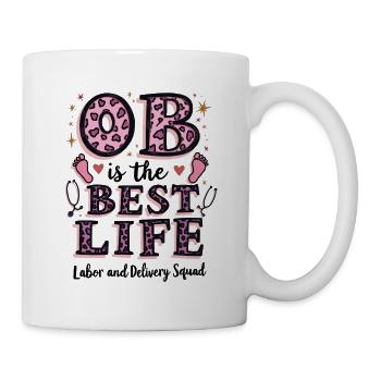 OB Best Life Leopardenrosa Edition Geschenk - Tasse - Weiß - Rechts