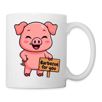 A friendly pig invites you to a barbecue - Mug - white - Right