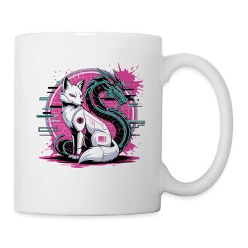 Cyberpunk Fox et Dragon Anime Gamer Otaku - Mug blanc - blanc - Droite