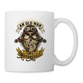 Old Man Motorcycle Biker Skull Vintage - Mug - white - Right