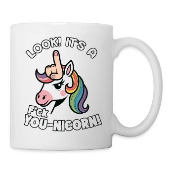 Freches Unicorn-Einhorn Spruch Fick dich - Tasse - Weiß - Rechts