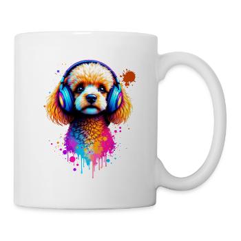Caniche avec un casque - Mug blanc - blanc - Droite