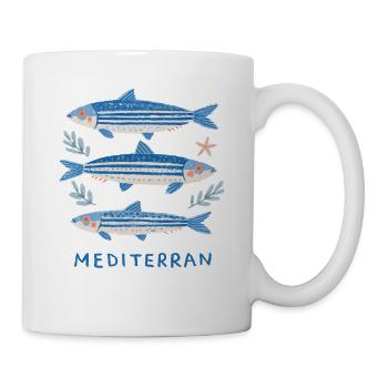 Sardinen - Mediterrane Trilogie - Tasse - Weiß - Rechts
