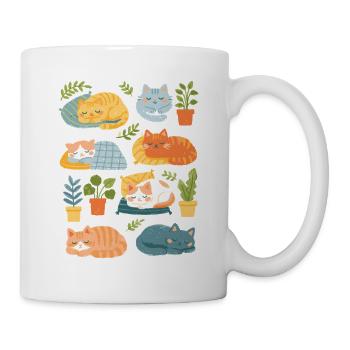 Chats et plantes d’intérieur endormis - Mug blanc - blanc - Droite