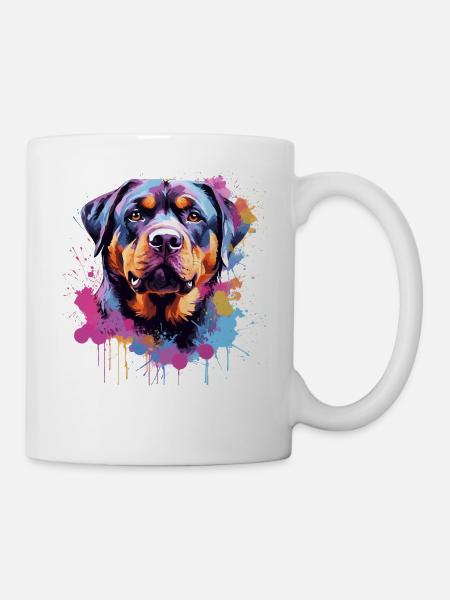 Rottweiler Bunker Splash Art Hund - Tasse - Weiß