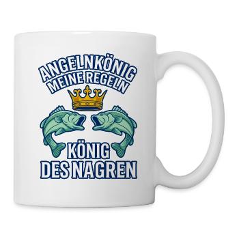 Angelkönig Meine Regeln Krone Fische Angler - Tasse - Weiß - Rechts