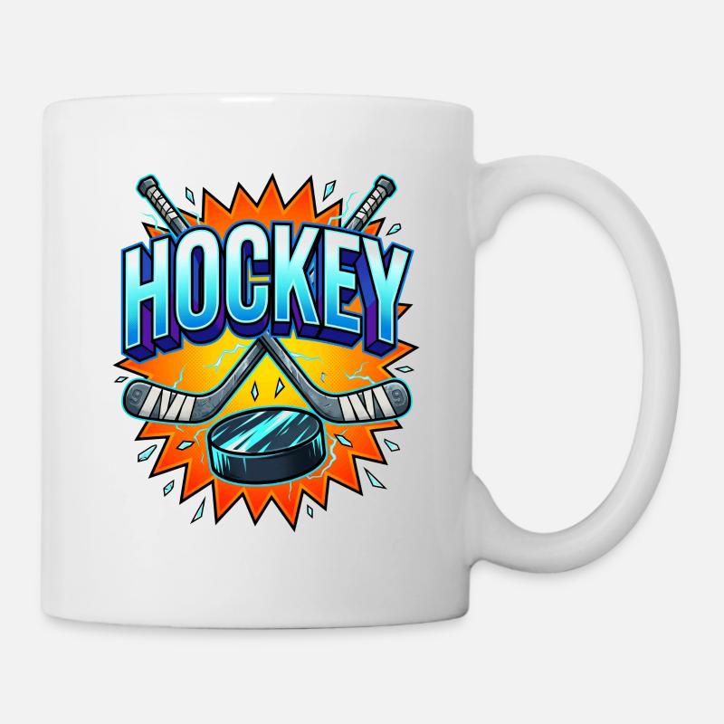 Eishockey Comic Style Schläger und Puck - Tasse - Weiß