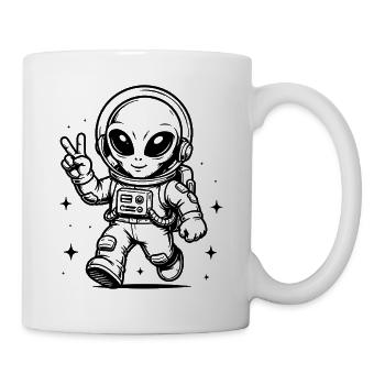 Astronaut Alien Peace im Weltraum - Tasse - Weiß - Rechts