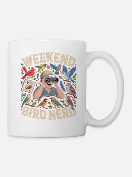 Weekend Bird Nerd Vogelbeobachter - Tasse - Weiß