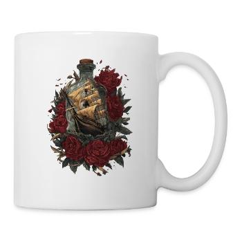 Navire en bouteille - Roses et liberté - Mug blanc - blanc - Droite