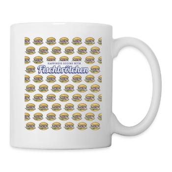 Fischbrötchen mit Matjes oder Bismarckhering - Tasse - Weiß - Rechts