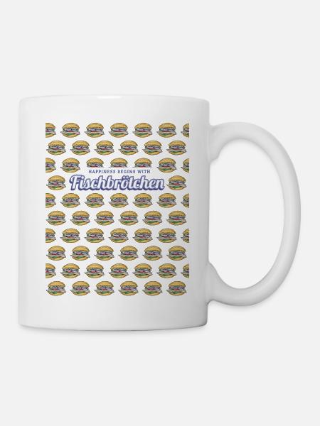 Fischbrötchen mit Matjes oder Bismarckhering - Tasse - Weiß