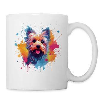 Yorkshire Terrier Colorful Dog Splash Art - Mug - white - Right