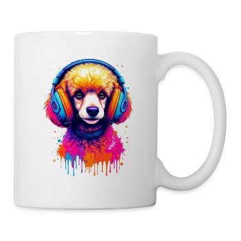 Caniche avec un casque - Mug blanc - blanc - Droite