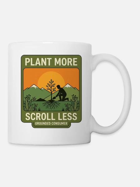 Plant More Scroll Less - Tasse - Weiß