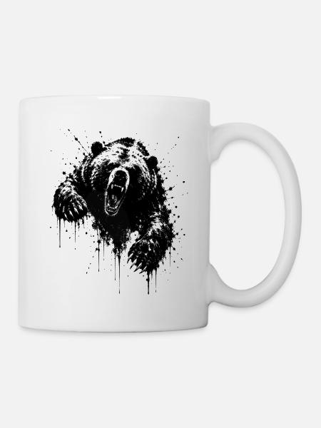 Dunkler Bär Spritz Graffiti - Tasse - Weiß