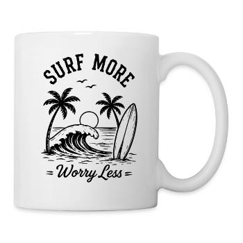 Surfez plus, inquiétez-vous, moins de vagues de vacances d’été - Mug blanc - blanc - Droite