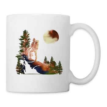 wandern, wanderlust, nachtwandern, mondschein, - Tasse - Weiß - Rechts