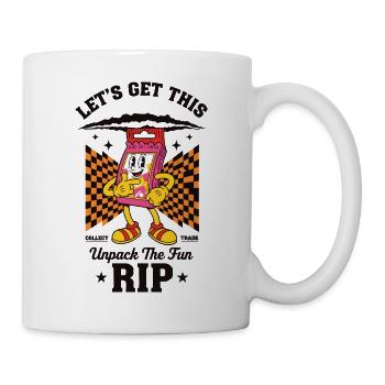 Lass uns das holen und die Spaß-Rip-Sammelkarte auspacken - Tasse - Weiß - Rechts