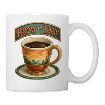 Brew the Day Sunrise Landschaftsbecher - Tasse - Weiß - Rechts