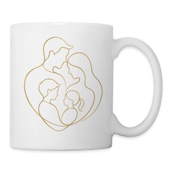 Familie vereint im Herzen – Vatertags-Muttertagsgeschenk - Tasse - Weiß - Rechts