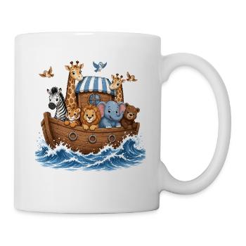  Noahs Arche Niedliche Tiere Giraffe Elefant Löwe - Tasse - Weiß - Rechts