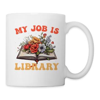Mein Job Ist Bibliothek Blumenbuch - Tasse - Weiß - Rechts