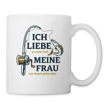 Angeln Lustiger Spruch Meine Frau - Tasse - Weiß - Rechts