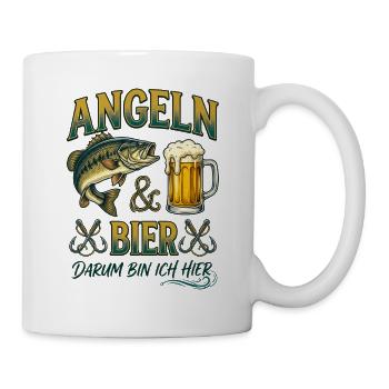 Angeln und Bier Darum Bin Ich Hier Barsch - Tasse - Weiß - Rechts