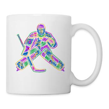 Eishockey Torwart Kinder Bunter Eishockeyspieler - Tasse - Weiß - Rechts
