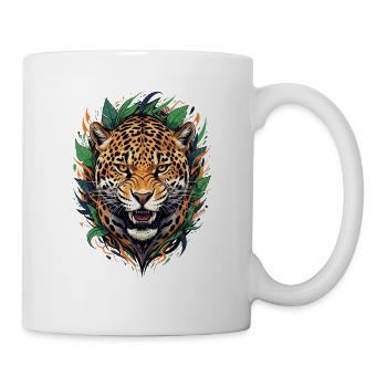Jaguar head in jungle frame - Mug - white - Right