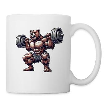 Bear with dumbbell fitness training muscle building - Mug - white - Right