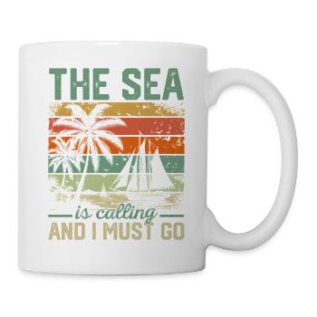 La mer m’appelle et je dois y aller marin, voile Capta. - Mug blanc - blanc - Droite