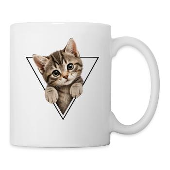 Chaton dans le triangle - Mug blanc - blanc - Droite