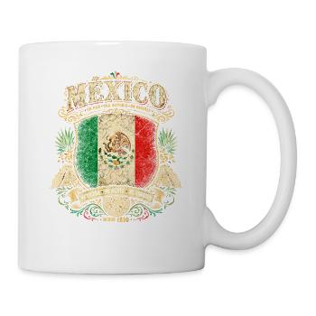 Mexiko Wappen Vintage Flaggenkunst - Tasse - Weiß - Rechts