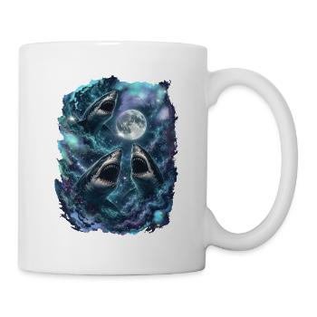 Three Sharks Moon Vintage Ocean Rétro - Mug blanc - blanc - Droite