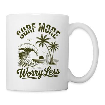Surfez plus, inquiétez-vous, moins de vagues de vacances d’été - Mug blanc - blanc - Droite