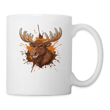 Elchkopf mit Orangenspritzer - Tasse - Weiß - Rechts
