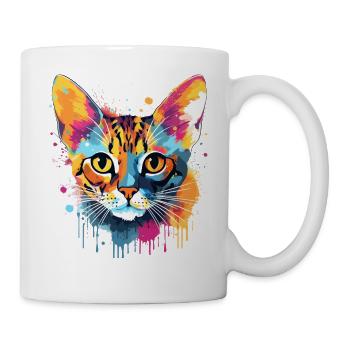 Art coloré sur le visage du chat Bengal - Mug blanc - blanc - Droite