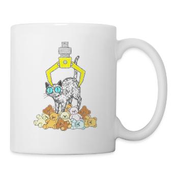 Chat noir sous griffe jaune - Mug blanc - blanc - Droite