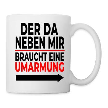 Umarmung: Rote Linie Schriftdesign - Tasse - Weiß - Rechts