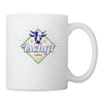 Ischgl in Tirol Österreich mit Kuh Vintage Design - Tasse - Weiß - Rechts