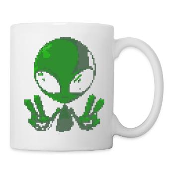 Pixel Green Alien Peace Sign - Mug - white - Right