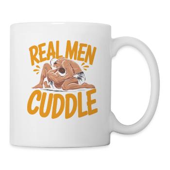 Real Men Cuddle Brazilian Jiu Jitsu MMA Judo BJJ - Mug - white - Right