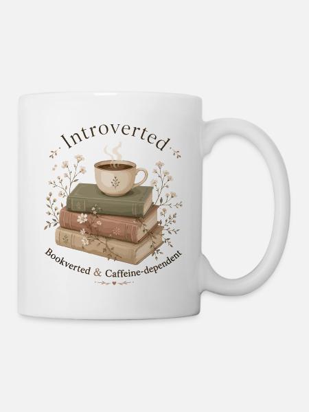 Introvertiert Bücher Kaffee Leseratte - Tasse - Weiß
