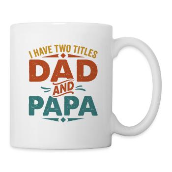 J’ai deux titres : papa et papa, fête des pères drôles - Mug blanc - blanc - Droite