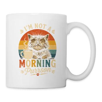 Morgenmuffel Katze mit Kaffee - Mug blanc - blanc - Droite