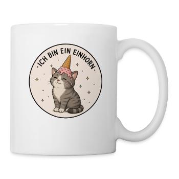 Katze mit eistüte Einhorn - Tasse - Weiß - Rechts